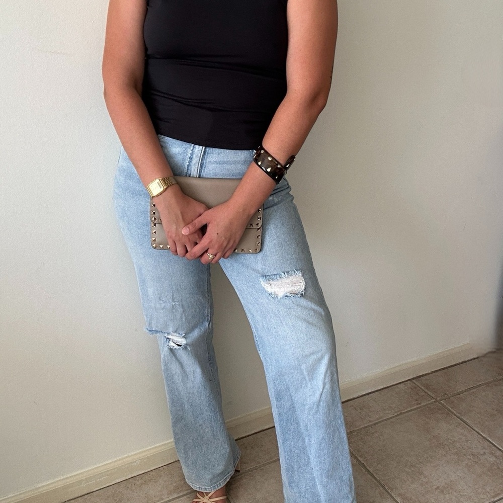 Women's Light Blue Distressed Jeans